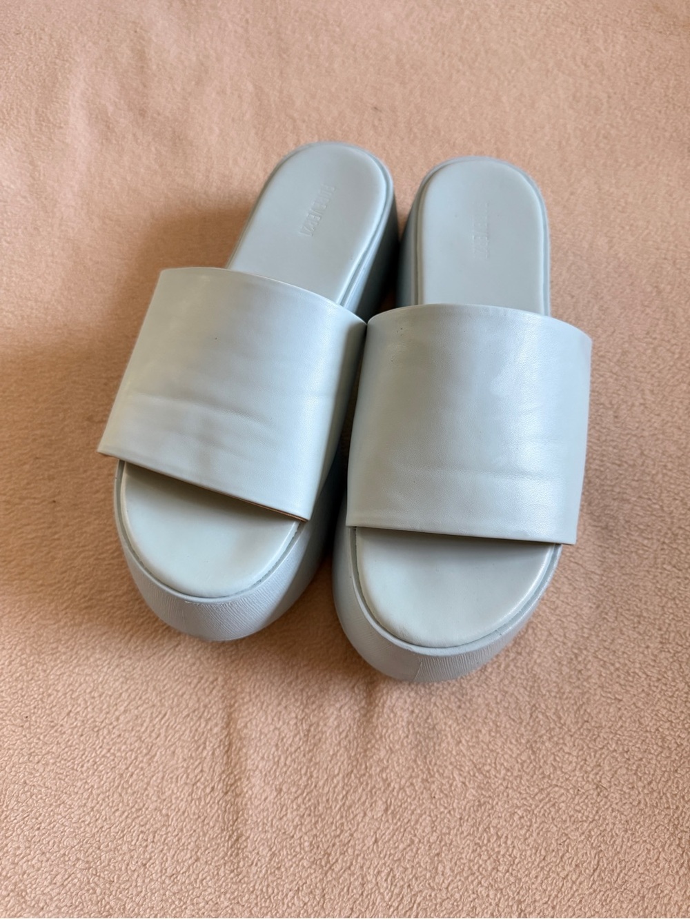 Forever 21 White Platform Slide Sandals